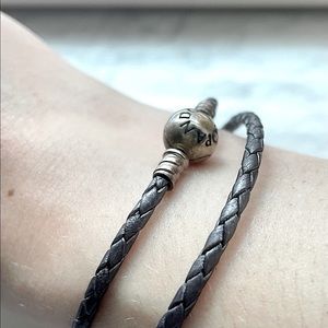 Pandora purple double braided leather bracelet.